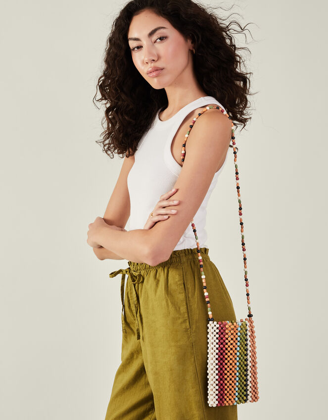 Wooden Beaded Phone Bag, , large