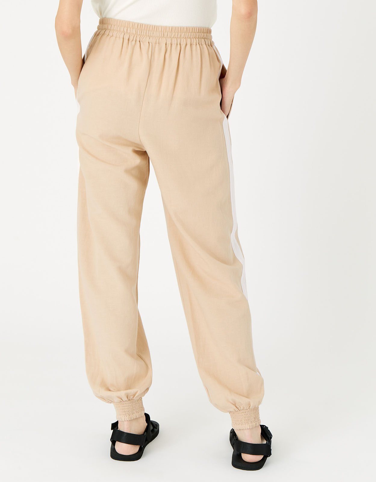 Drawstring joggers in linen best sale