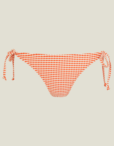 Seersucker Side Tie Bikini Bottoms, Orange (ORANGE), large