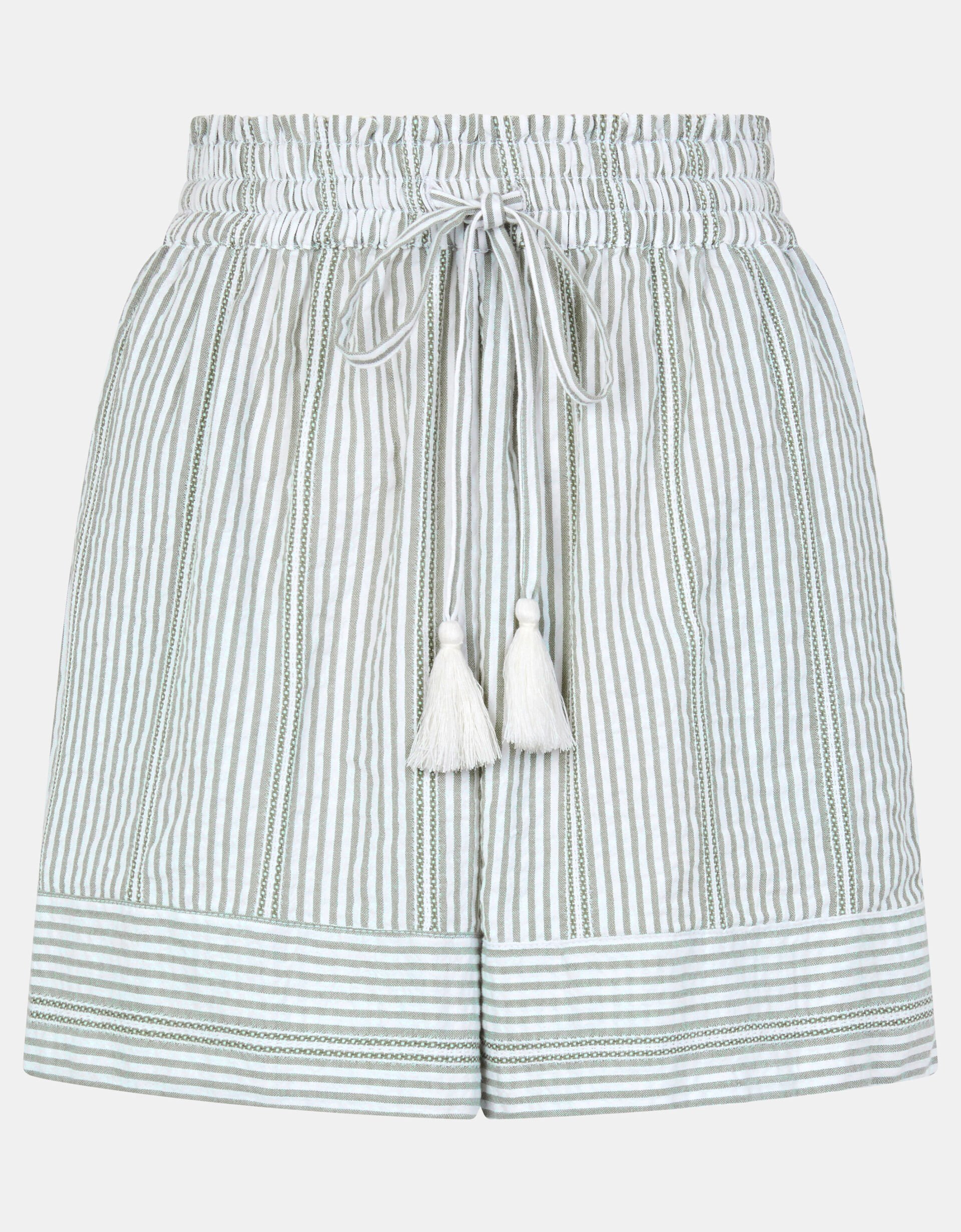 Stripe Cotton Beach Shorts, Green (GREEN), large