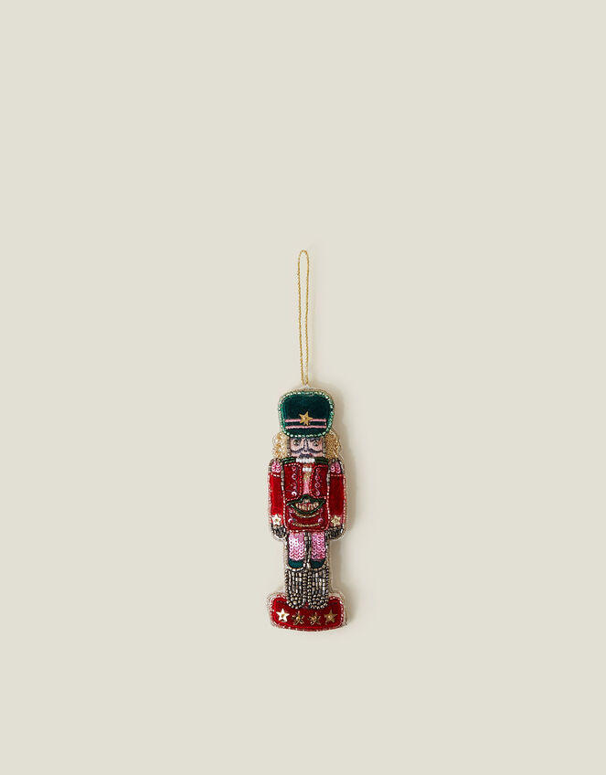 Embroidered Nutcracker Christmas Tree Decoration, , large
