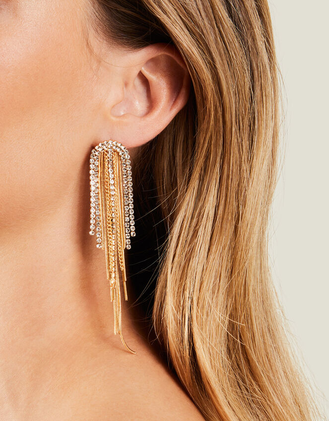 Classy Crystal Chain Earrings , , large