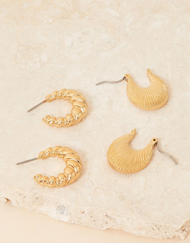 Croissant and Ribbed Oval Hoops Set of Two, , large