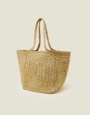 Metallic Jute Beach Bag Gold, , large