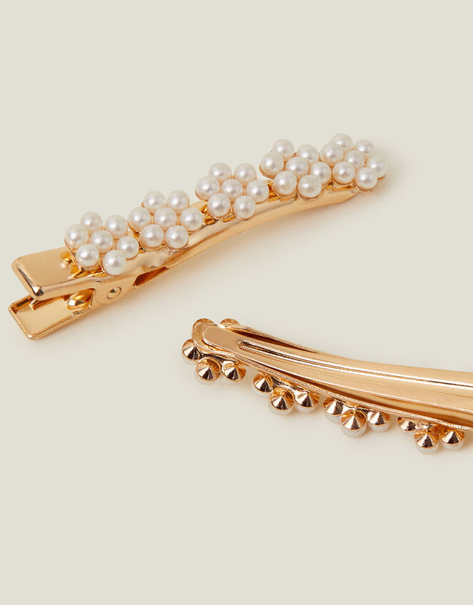 2-Pack Girls Pearl Hair Clips, , large