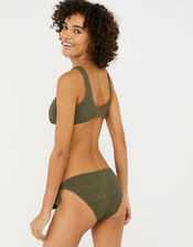 Textured Metallic Bikini Briefs, Green (KHAKI), large