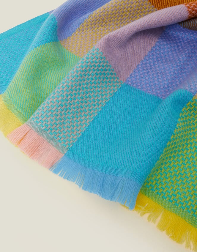 Colourblock Check Woven Blanket Scarf, , large
