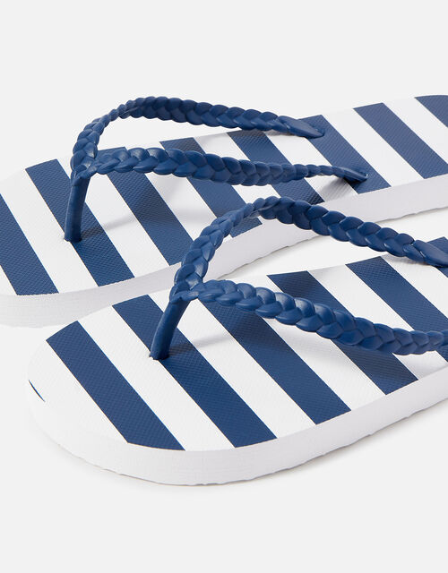 Stripe Flip Flops, Blue (NAVY), large
