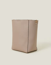 Faux Leather Bucket Bag, Nude (NUDE), large