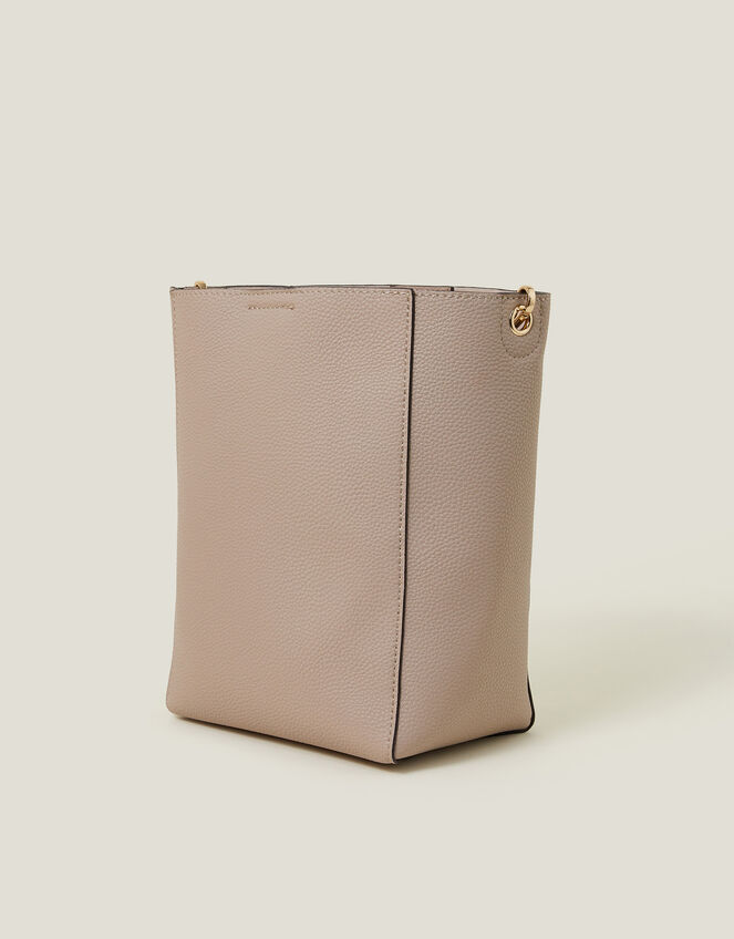 Faux Leather Bucket Bag, Nude (NUDE), large