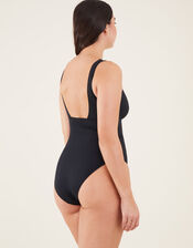 Scallop Shaping Swimsuit, Black (BLACK), large