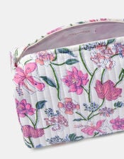 Large Floral Print Quilted Make Up Bag, , large