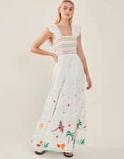 Embroidered Hem Maxi Dress, Ivory (IVORY), large