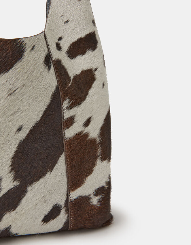 Cow Print Leather Shoulder Bag, , large