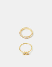 2-Pack 14ct Gold-Plated Mix Diamant&eacute; Rings, Gold (GOLD), large