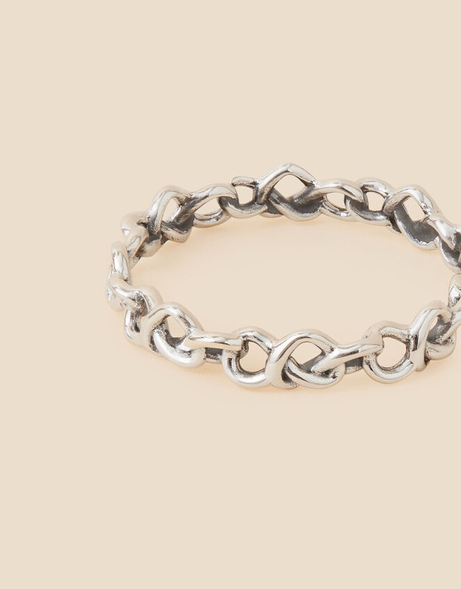 Sterling Silver Interlocked Heart Ring, Silver (ST SILVER), large