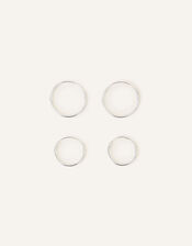 Sterling Silver Plain Mini Hoops Set of Two, , large