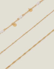 3-Pack Pearl Charm Chain Anklets, , large