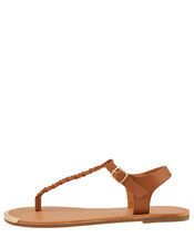 Plaited Strap Sandals, Tan (TAN), large