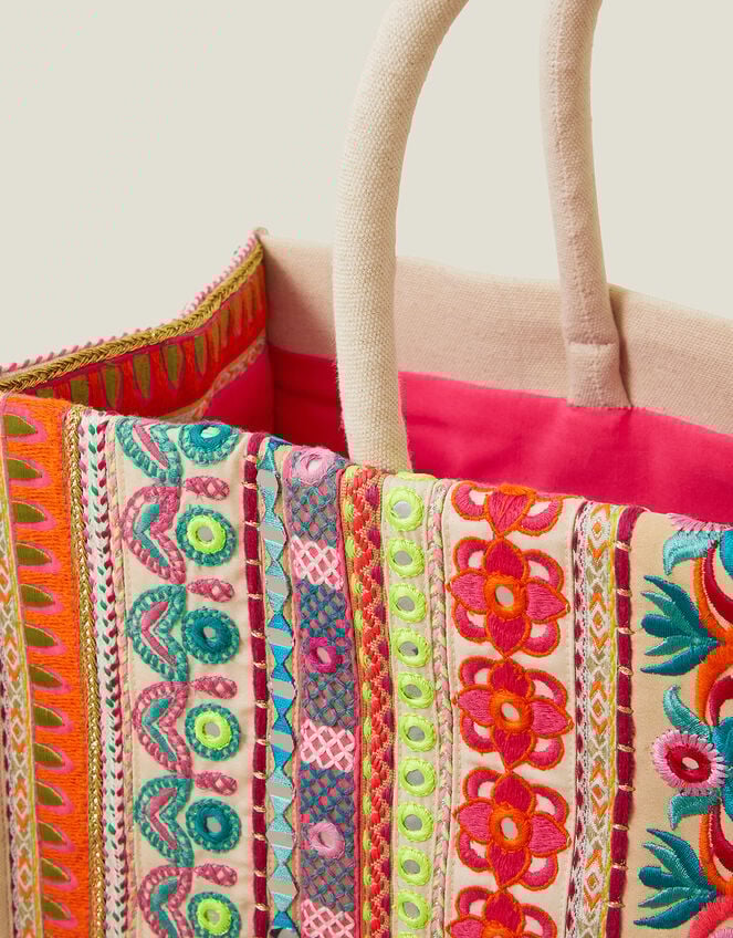 Mirror Embellished Tote Bag, , large