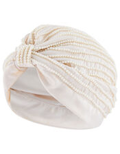 Pearly Embellished Turban Hat, , large