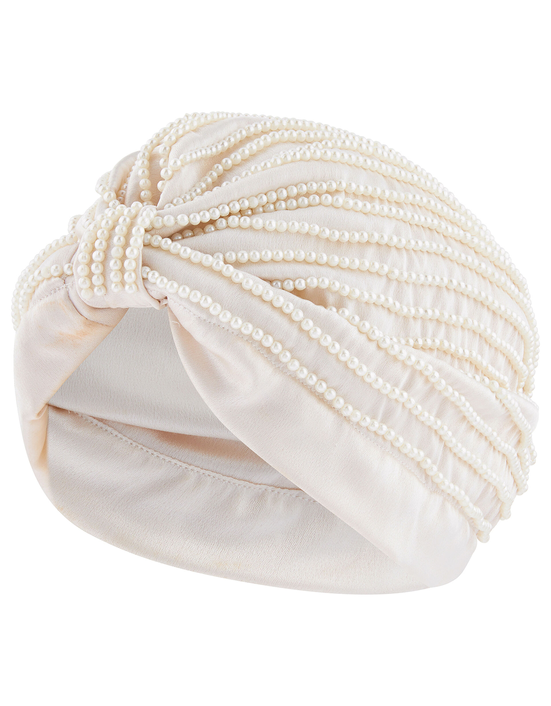 Pearly Embellished Turban Hat, , large