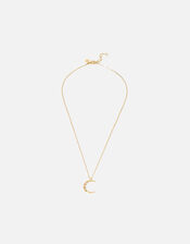 Gold-Plated Rainbow Moon Pendant Necklace, , large