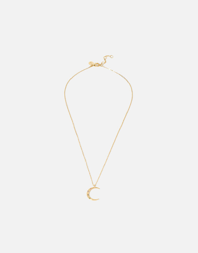 Gold-Plated Rainbow Moon Pendant Necklace, , large