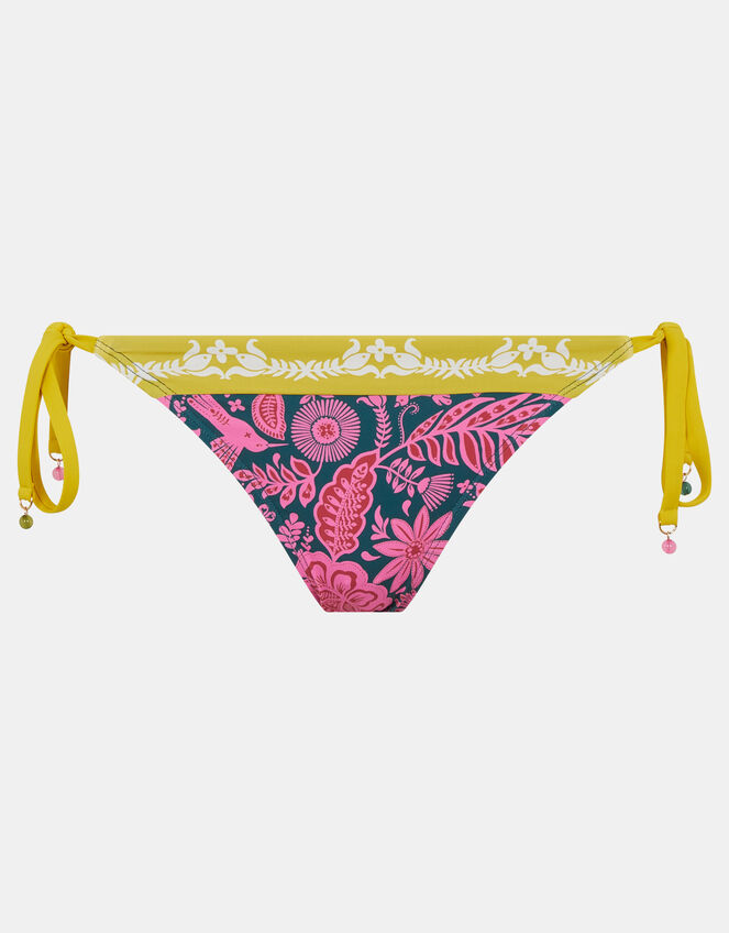 Floral Print Tie Side Bikini Bottoms, Multi (BRIGHTS MULTI), large