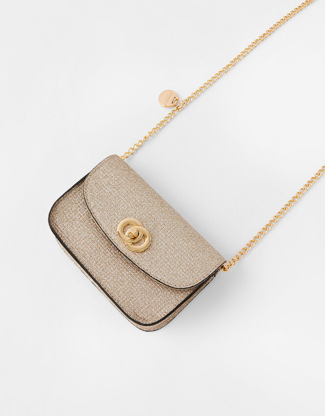 Glitter Cross-Body Bag, Gold (GOLD), large