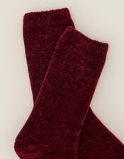 Chenille Bed Socks, Red (BURGUNDY), large
