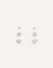 Heart Stud Earrings Set of Three, , large
