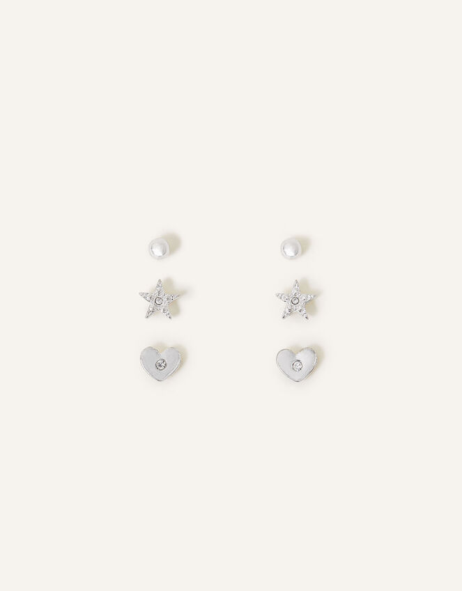 Heart Stud Earrings Set of Three, , large