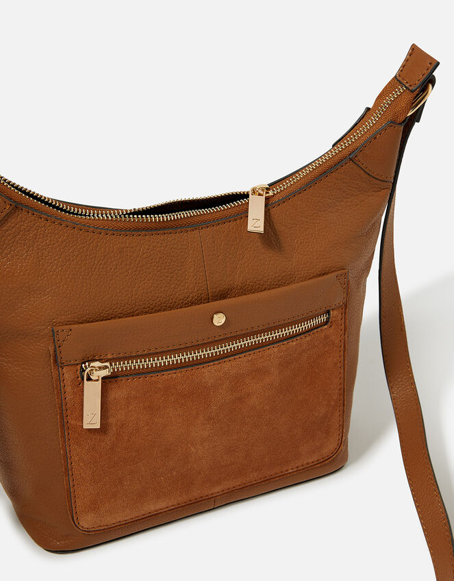 Leather Scoop Shoulder Bag, Tan (TAN), large