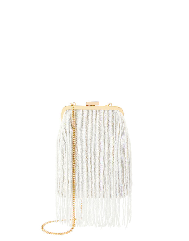 Beaded Tassel Bridal Pouch Bag, , large