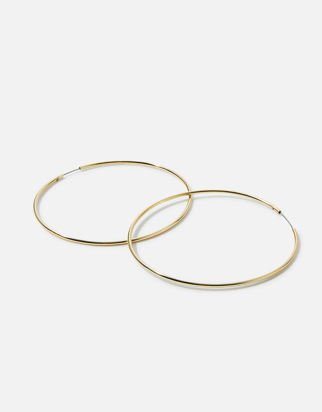 14ct Gold-Plated Medium Hoop Earrings, , large