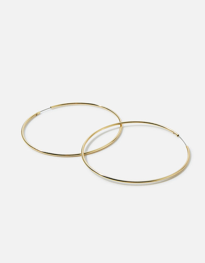 14ct Gold-Plated Medium Hoop Earrings, , large