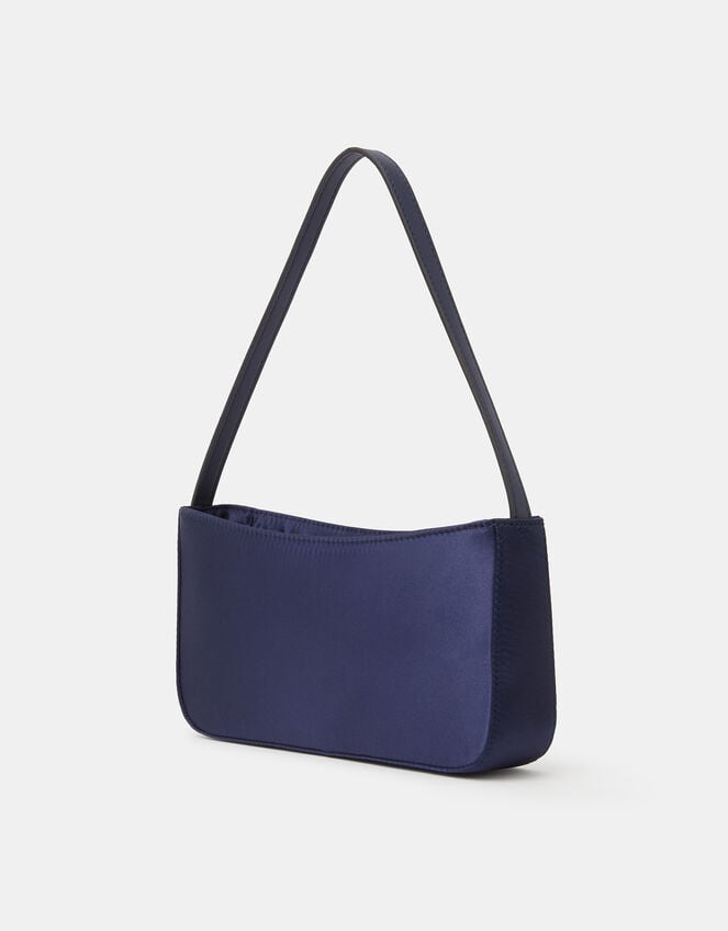 Satin Shoulder Bag, Blue (NAVY), large