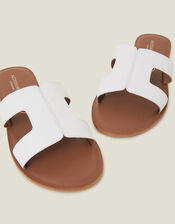 Cut-Out Wide Fit Leather Sandals, White (WHITE), large