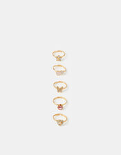5-Pack Girls Sparkle Adjustable Rings, , large