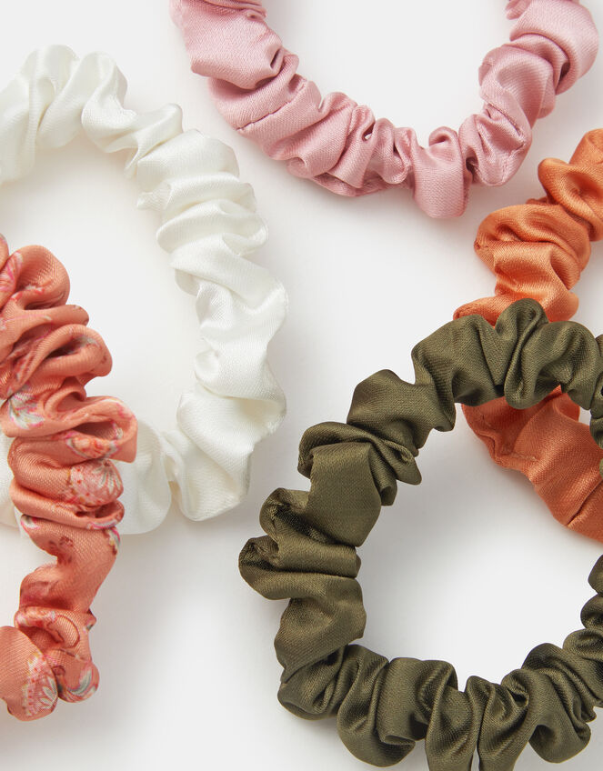 5-Pack Satin Hair Scrunchies, , large