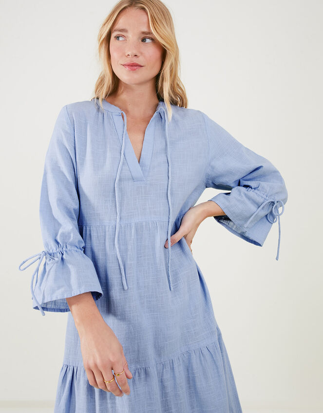 Broderie Hem Dress, Blue (LIGHT BLUE), large