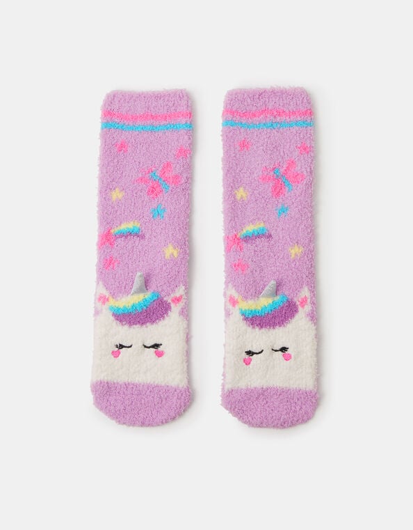 Girls Cosy Unicorn Socks, Multi (PASTEL MULTI), large