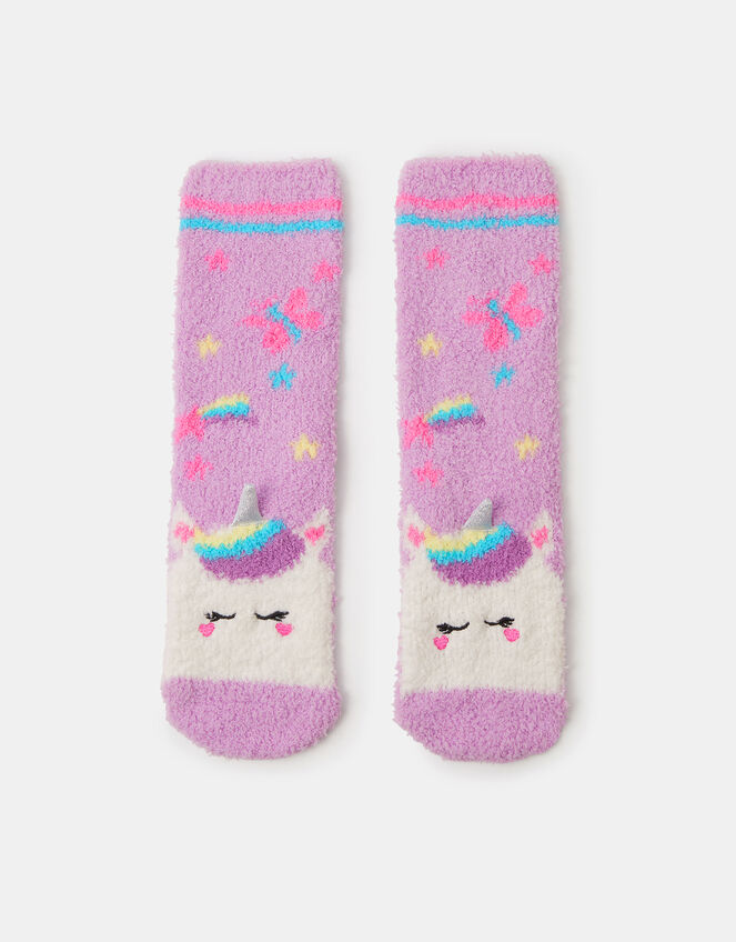 Girls Cosy Unicorn Socks, Multi (PASTEL MULTI), large