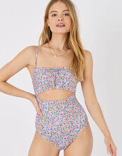 Retro Ditsy Floral Bandeau Swimsuit , Multi (BRIGHTS-MULTI), large