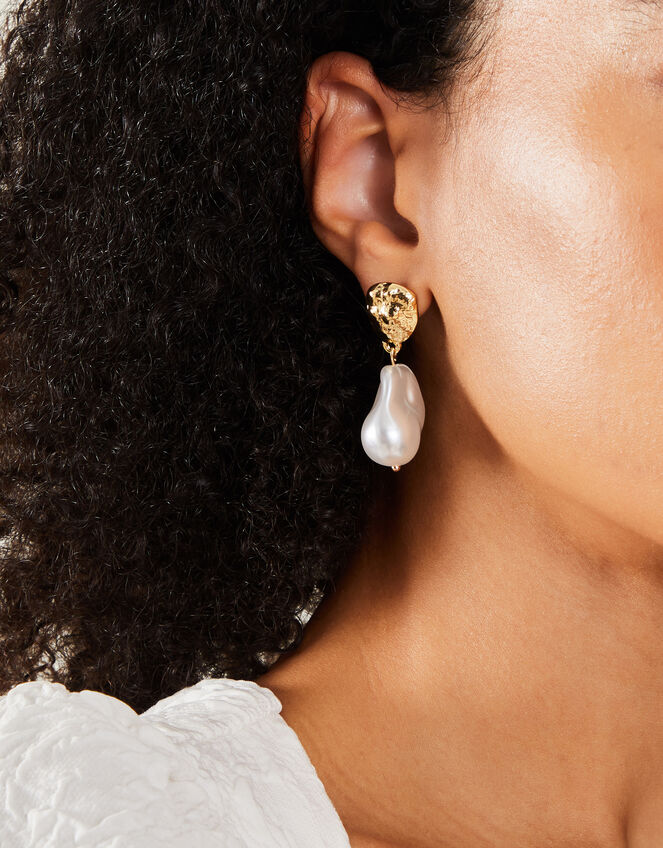 Molten Pearl Drop Earrings , , large