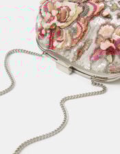 Floral Sequin Clutch Bag, , large