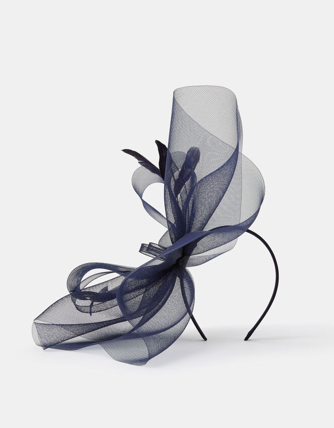 Large Crin Fascinator, Blue (NAVY), large