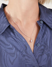 Sterling Silver-Plated Pearl Pendant Necklace, , large