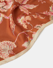 Floral Square Satin Scarf, , large